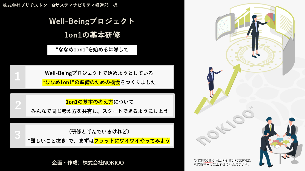 Well-beingプロジェクト 1on1の基本研修 ~“ななめ1on1”を始めるに際して~